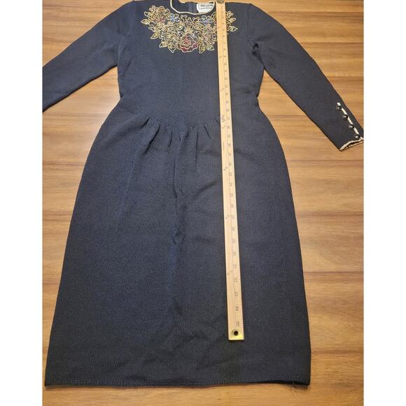 VTG Don Sayres Santana Knit Dress Size 4P (Wool‑Blend, Rhinestone Details) USA - Picture 14 of 14